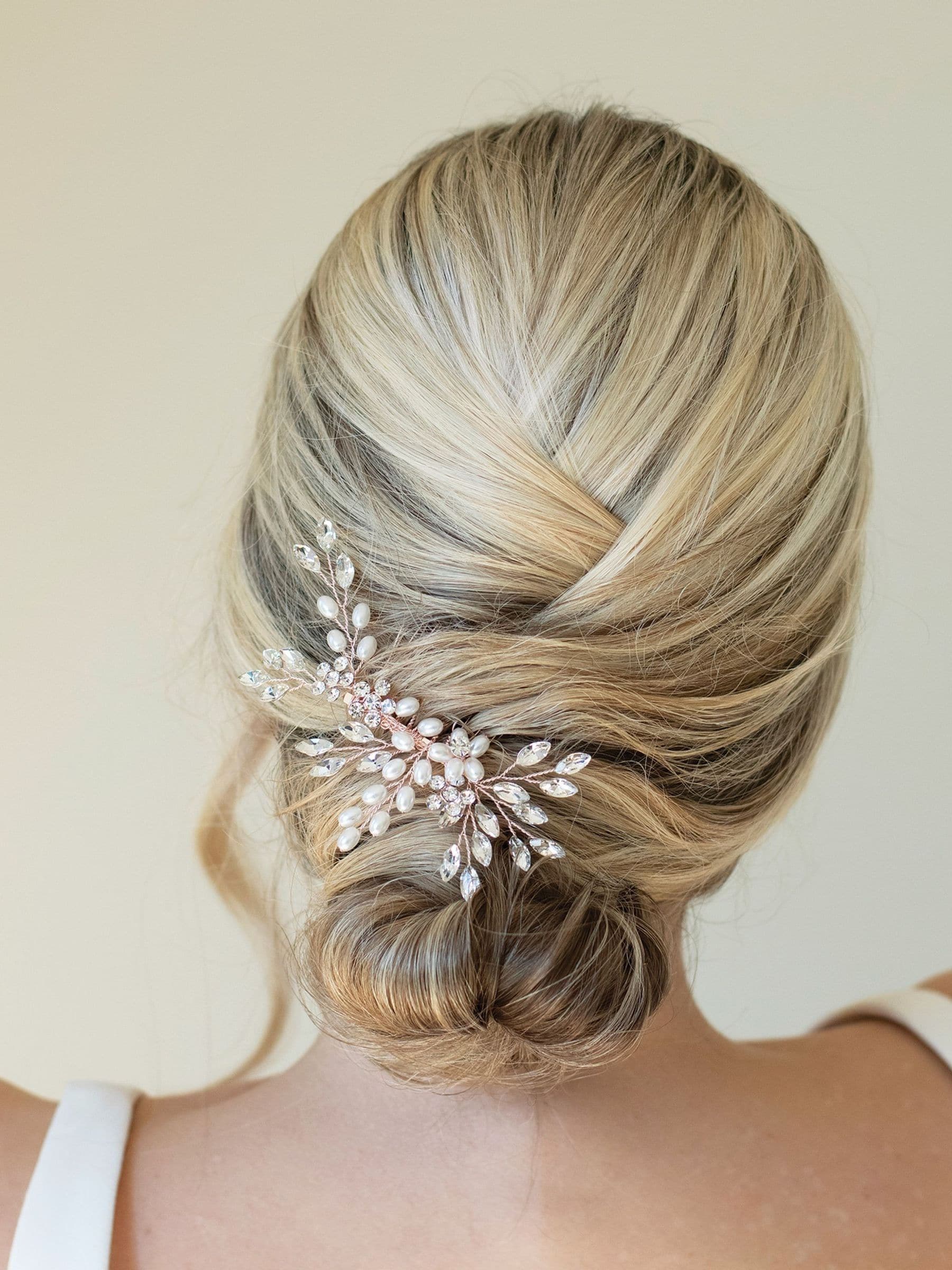 Roségoudkleurig - Ivory & Co - Sierkam met parels en kristallen