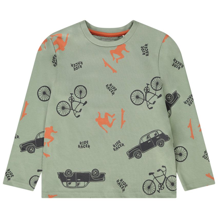 T-shirt manches longues imprimé fantaisie pour garçon - Vert