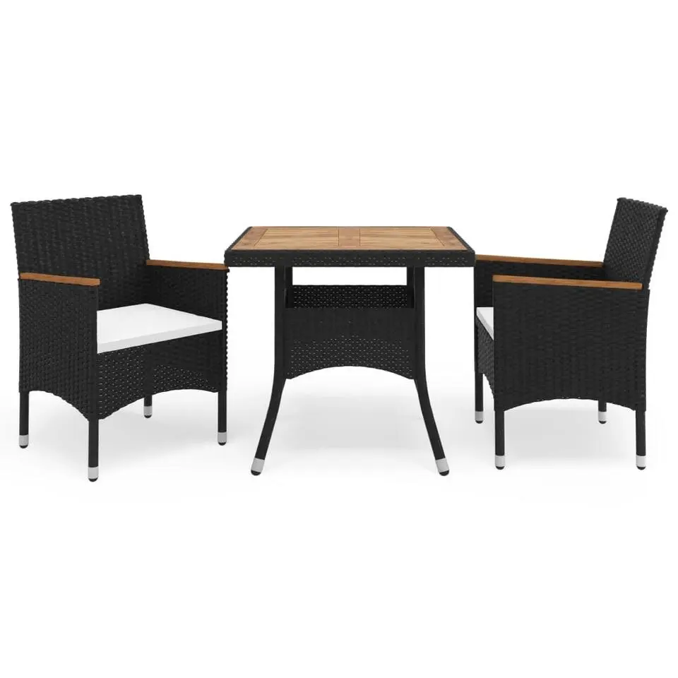 vidaXL - Tuinset - Zwart - Poly rattan