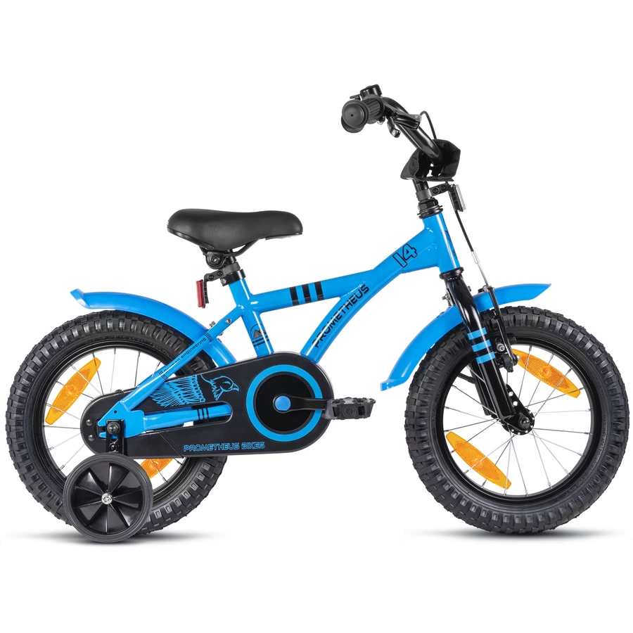 PROMETHEUS BICYCLES® HAWK Kinderfahrrad 14 , Blau-Schwarz mit Stützrädern