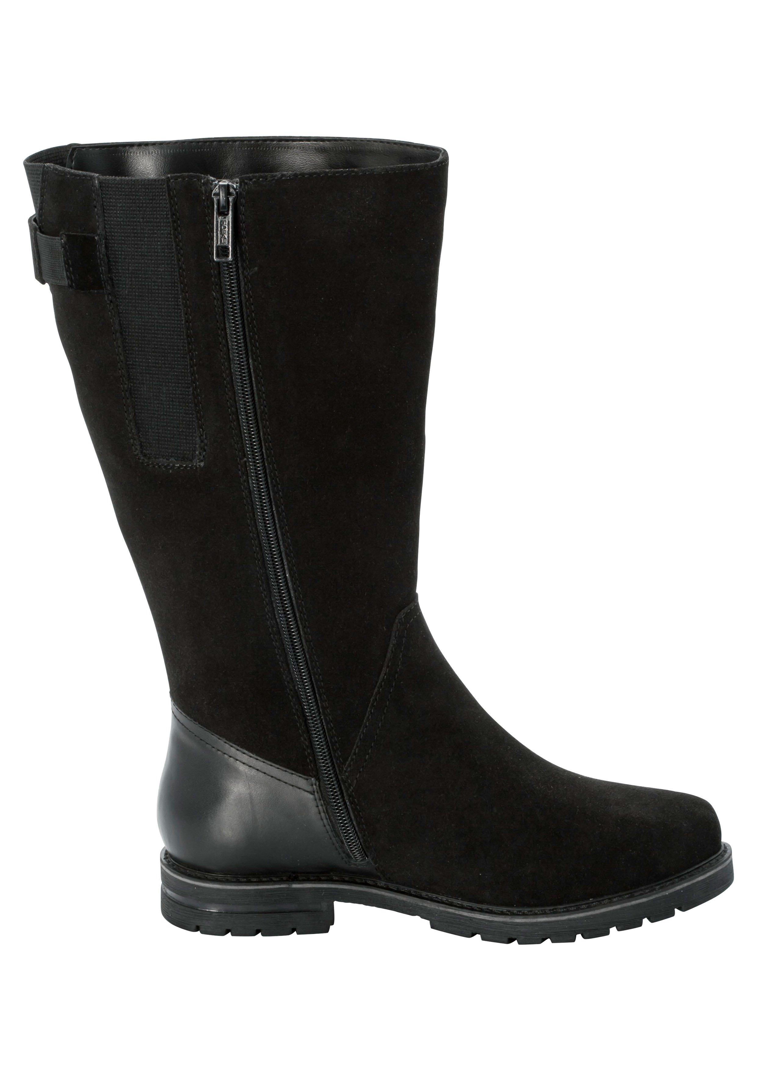 Weitschaftstiefel aus Leder mit Fellimitat