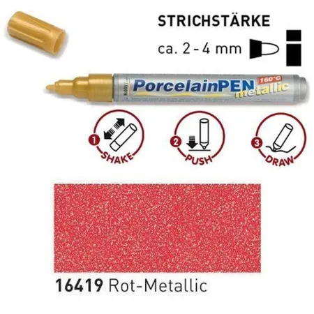 KREUL PorcelainPen metallic 160°C Rot-Metallic