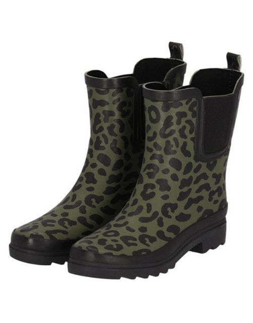 Xq Footwear Chelsea Regenlaars Print Rubber Groen - Laarzen