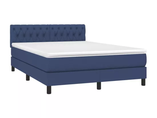 Sommier tapissier avec matelas et LED Bleu 140x190 cm Tissu