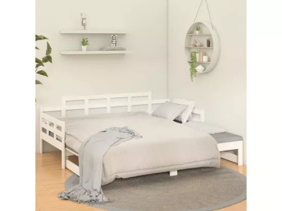 Lit coulissant sans matelas blanc bois de pin solide