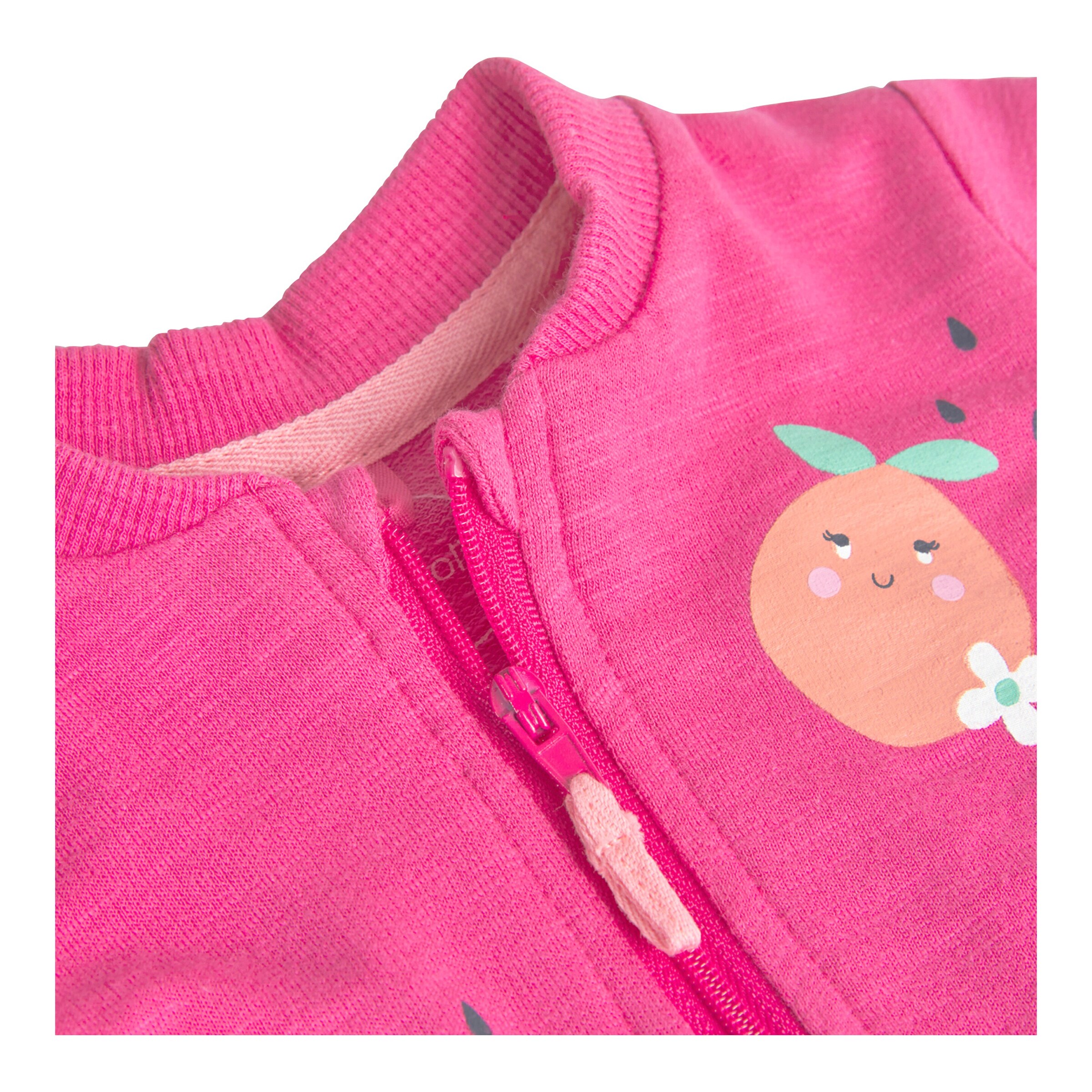 BOBOLI Sweatjacke Früchte Rüschen pink