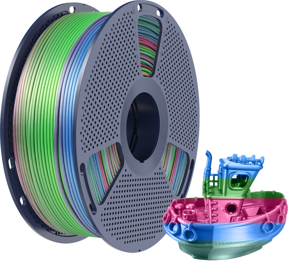 SUNLU  Silk PLA+ Rainbow-06, 1,75 mm / 1000 g    PLA Material mit glänzendem Finish