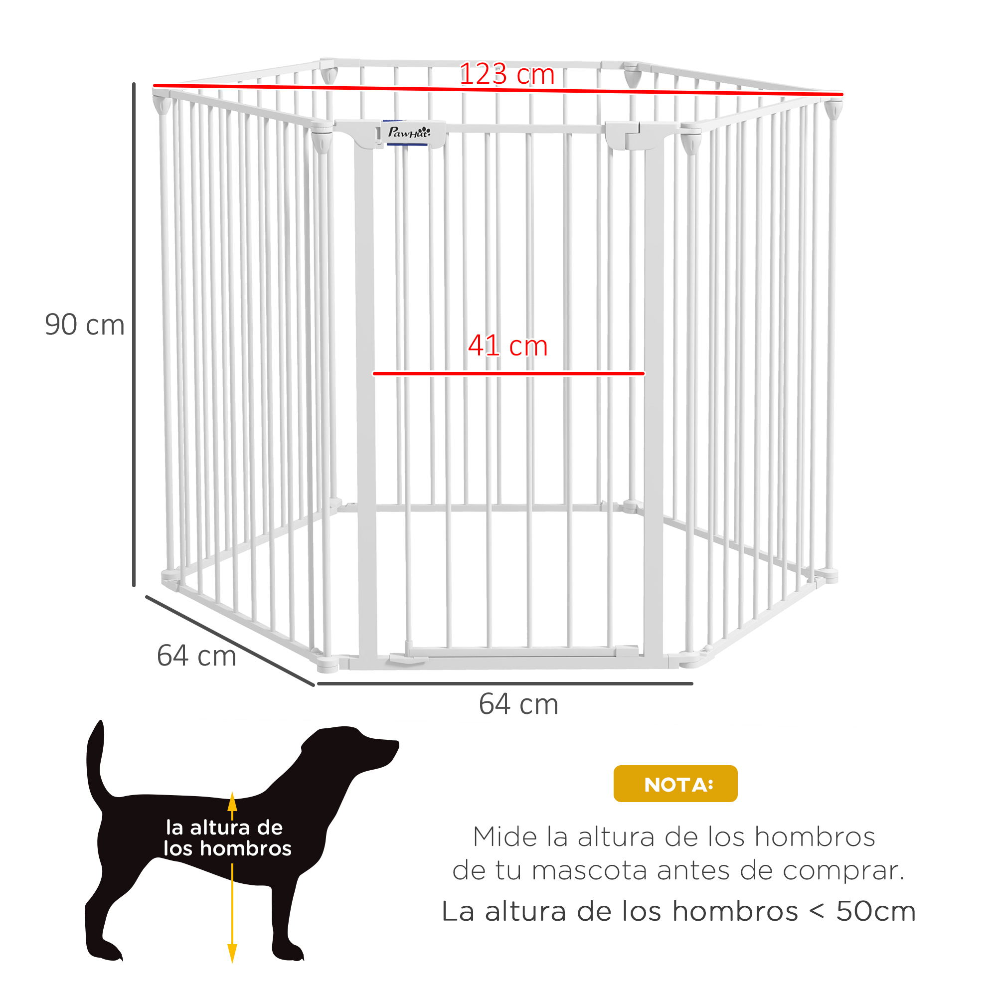 Parque infantil branco para cães PawHut