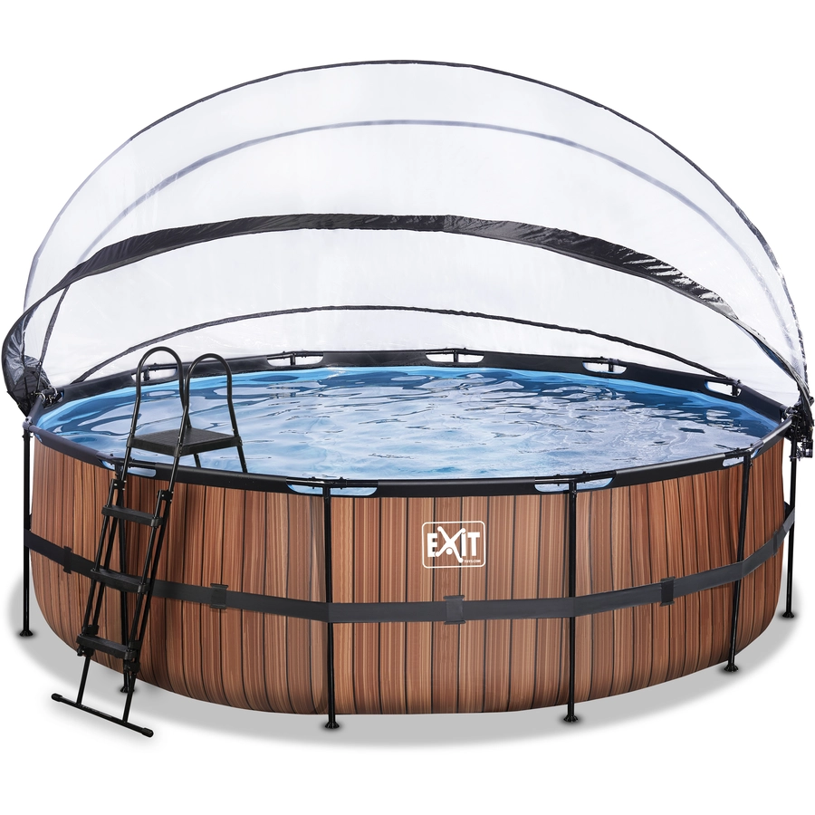EXIT Frame Pool ø488x122cm(12v Sandfilter) – Holz + Sonnendach