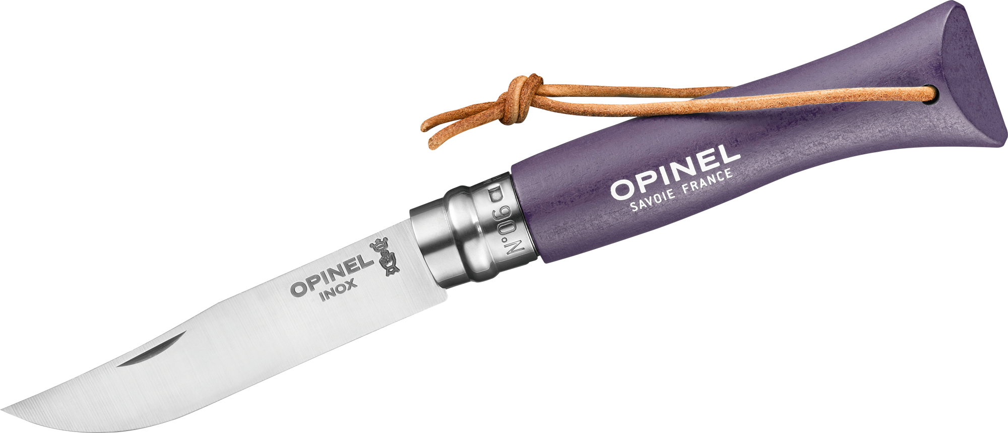 Opinel N°06 Colorama Art Deco Taschenmesser mit Lederkordel Klingenlänge 7 cm flieder