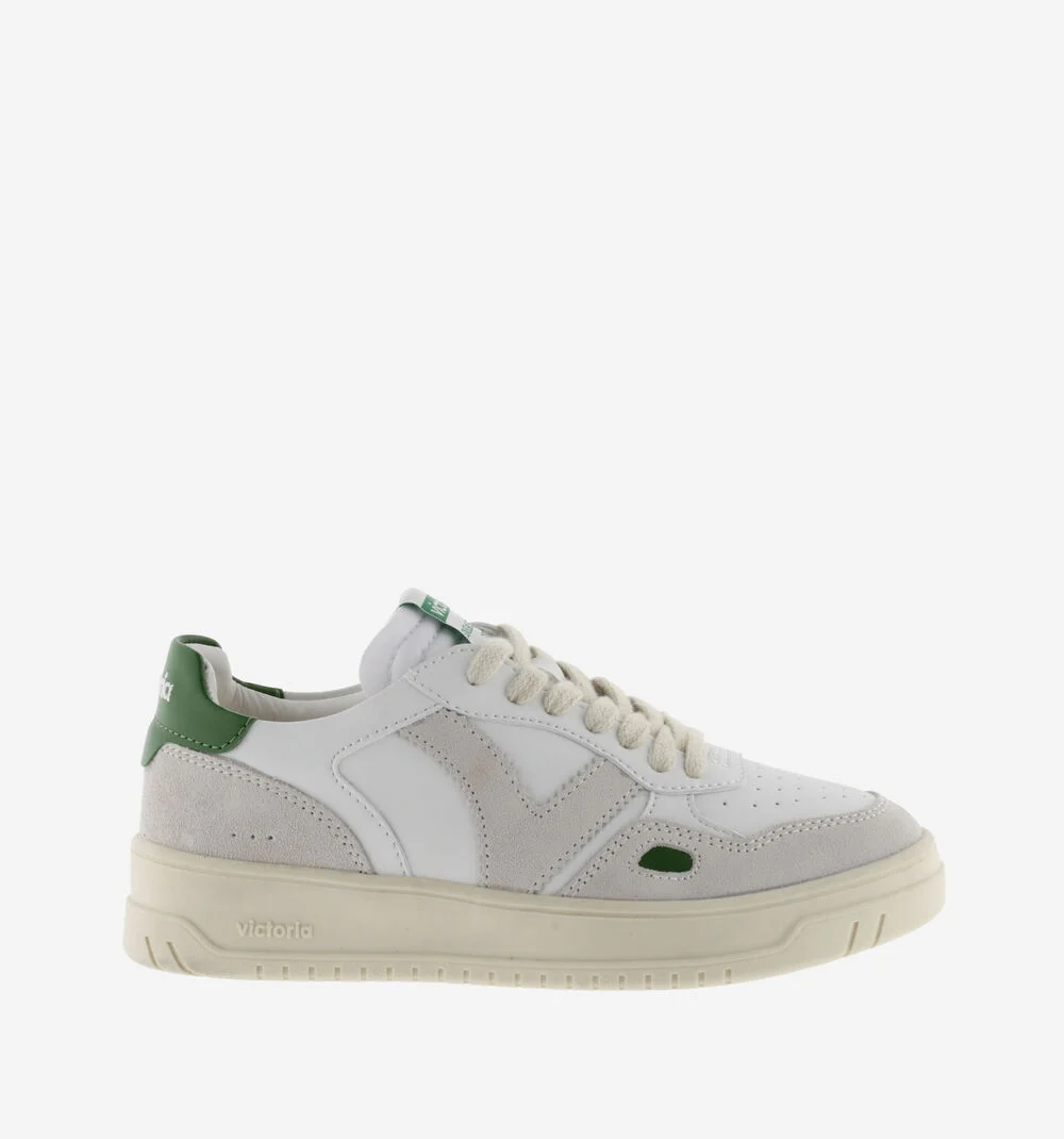 SEUL RÉTRO EFFET CUIR & CUIR FENDU Baskets style rétro hommes et femmes VERDE