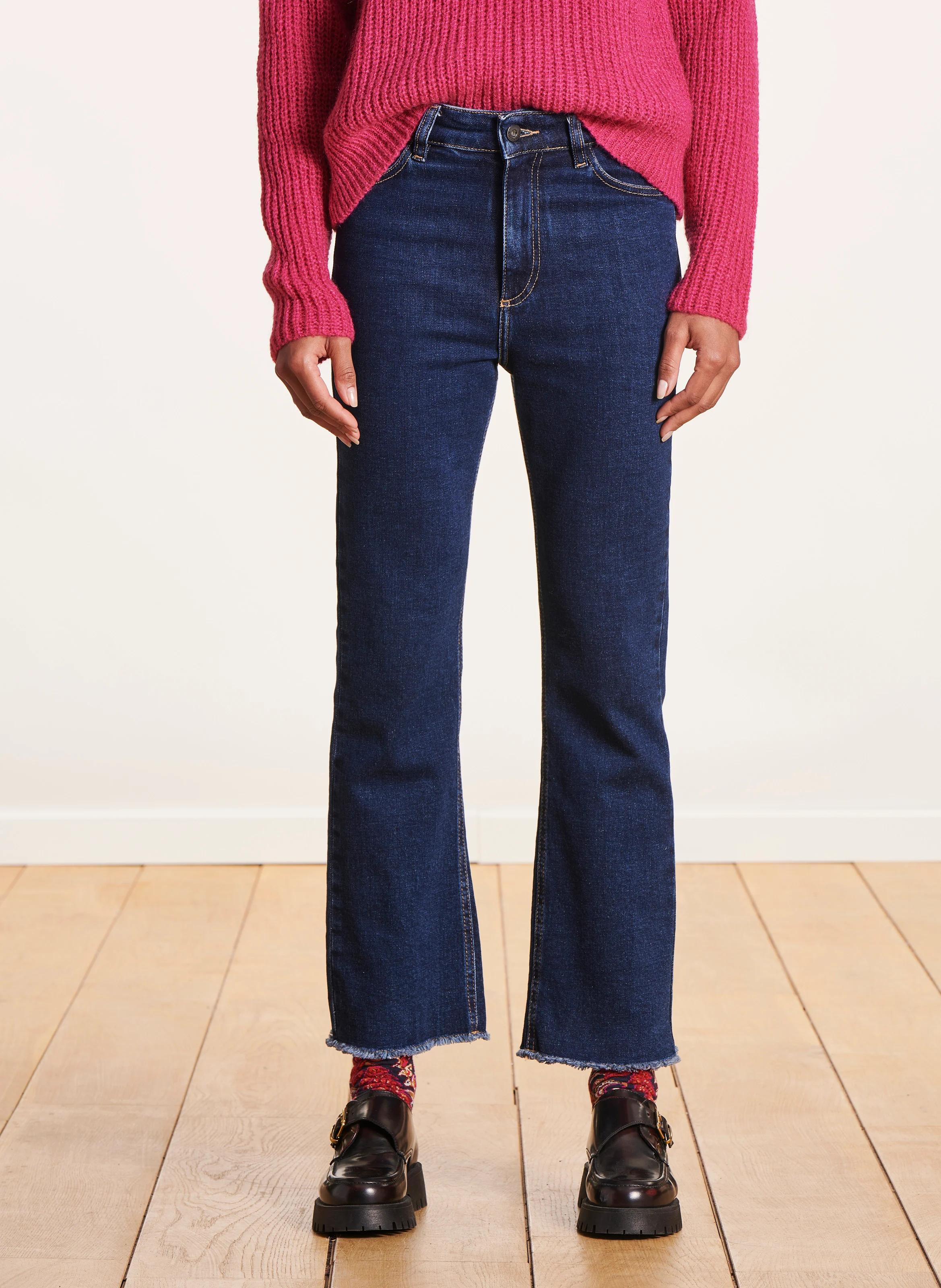 Jean cropped en coton bio | Bleu