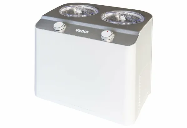 Unold Doppio, Kompressor ismaskine, 2,4 L, 2 skåle, Satin stål, Hvid, 30 min., 1,2 m