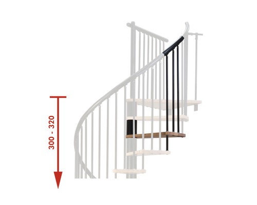 Hoogteverlenging voor Pertura Irini wenteltrap Ø 120 cm voor vloerhoogtes tot 332 cm