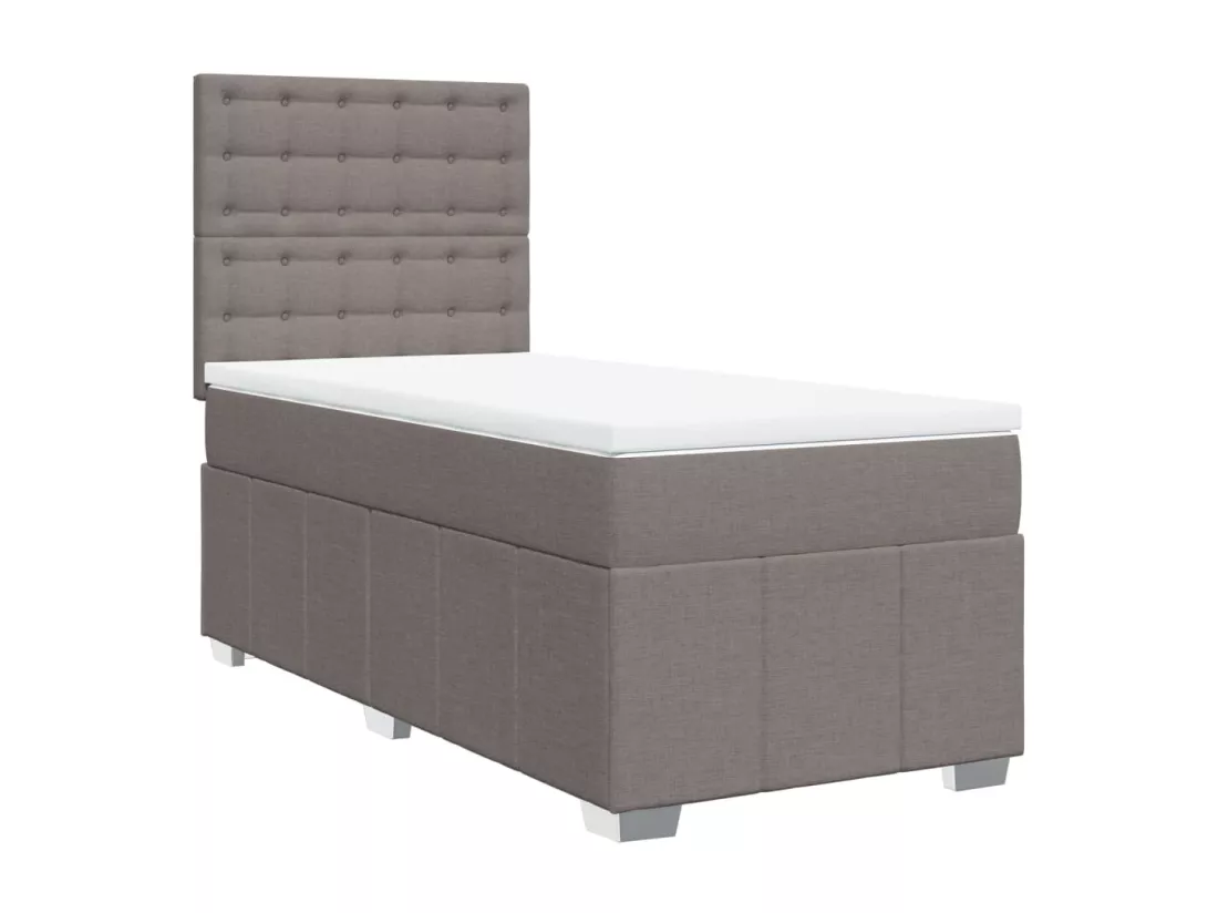 Sommier à lattes de lit avec matelas Taupe 90x190 cm Tissu
