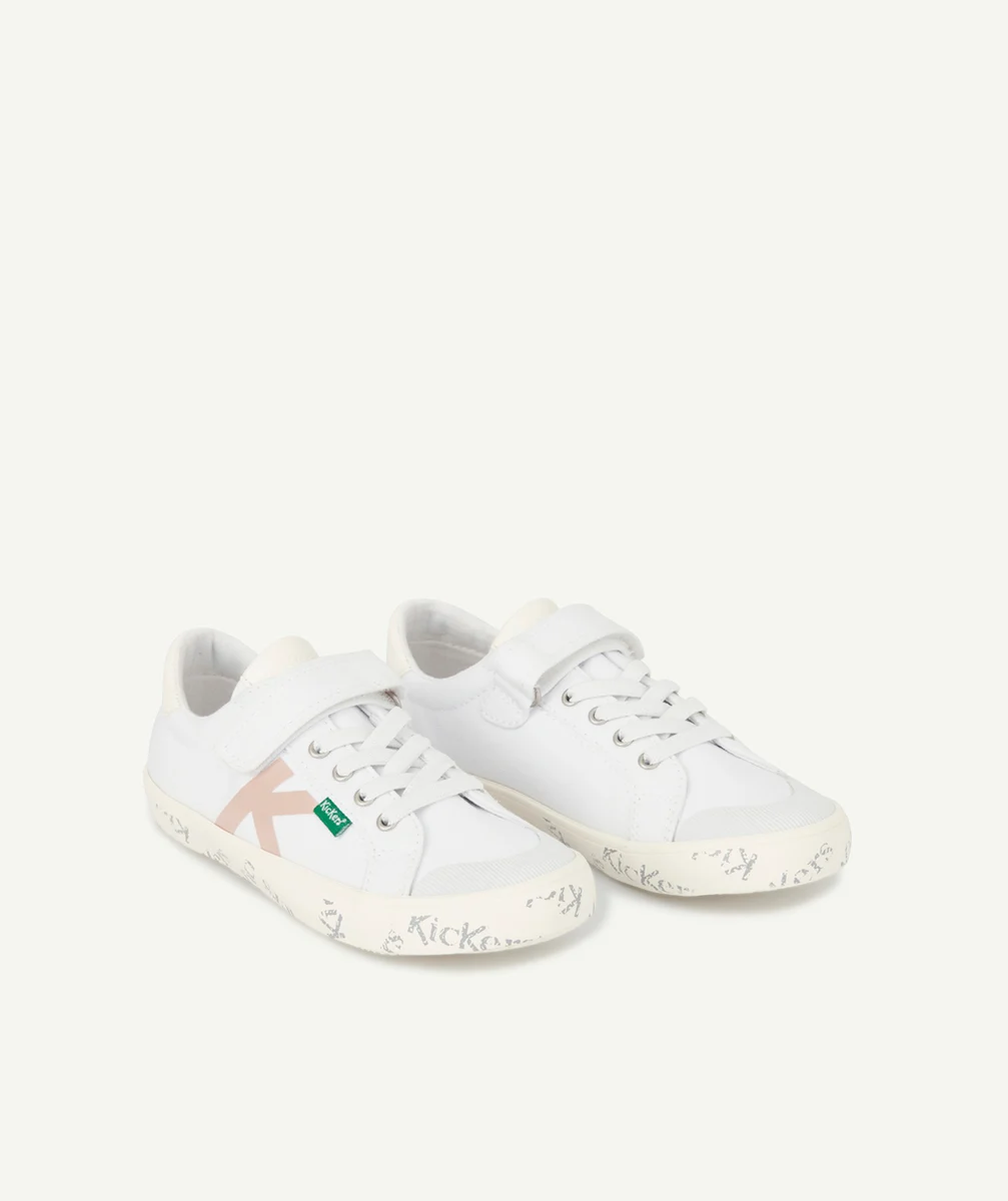 KICKERSBASKETS BLANCHES AVEC DÉTAIL ROSE FILLE