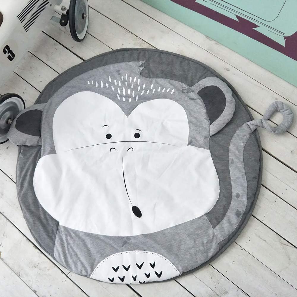 (Ø80cm) Baby Stoff Boden Kissen Runde Spielmatte Weiche Krabbel Decke Spiel Teppich - Affe