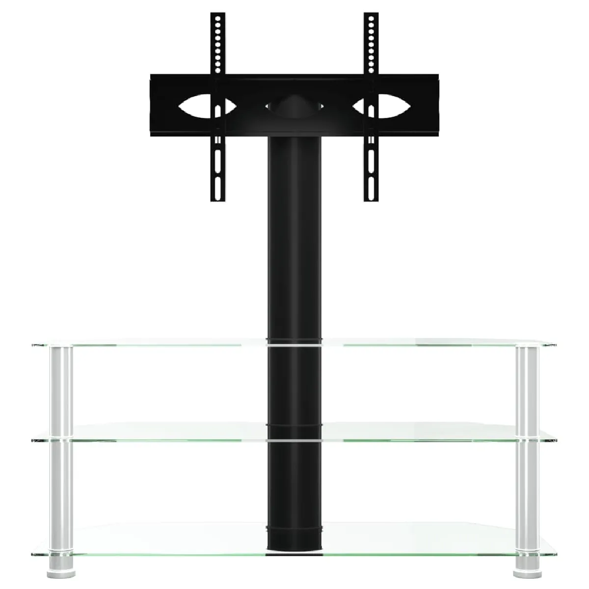 vidaXL Meuble TV d'angle 3 niveaux 32-70 pouces - Noir/Argent