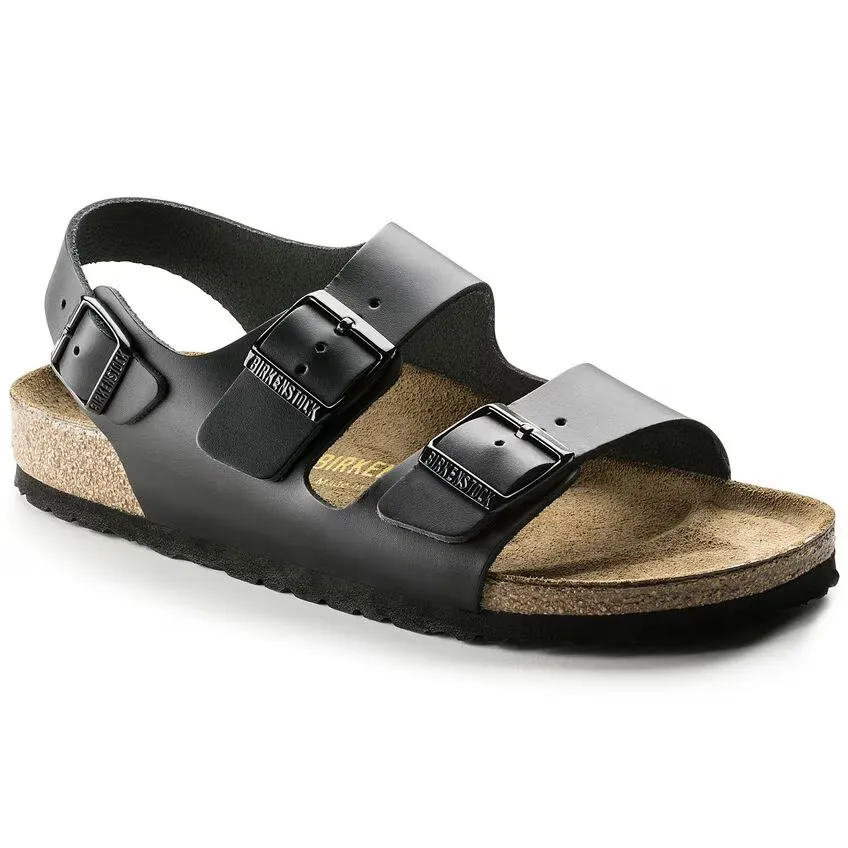 Birkenstock Unisex Milano Natural Leather Regular Black