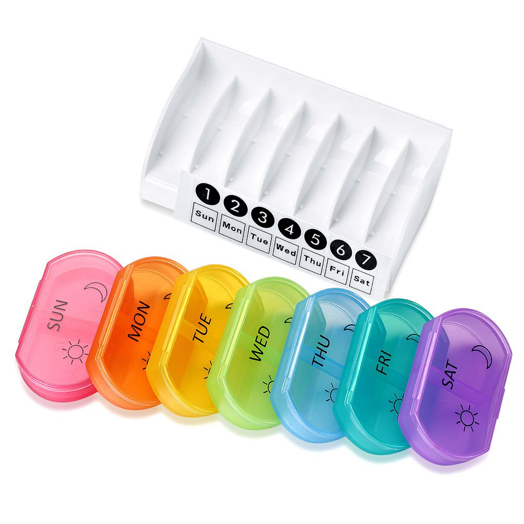 (9-tlg. Set) Medikamenten Dosierer 7 Tage Dosett Tablettenbox Supplements Pillendosen   Aufbewahrungsschublade -  Bunt