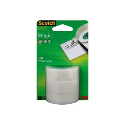Scotch Magic 8-1925R3 - Ruban de bureau - 19 mm x 25 m - transparent (pack de 3)