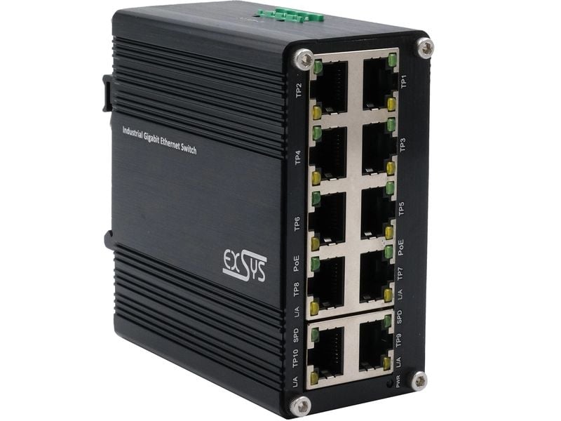 Exsys PoE Switch EX-62025POE 10 Port Mini 10-Port Industrial Gigabit Switch