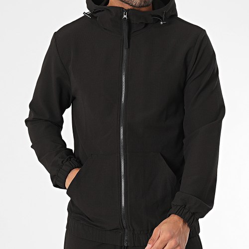 Ensemble Veste Zippée Capuche Et Pantalon Cargo Noir