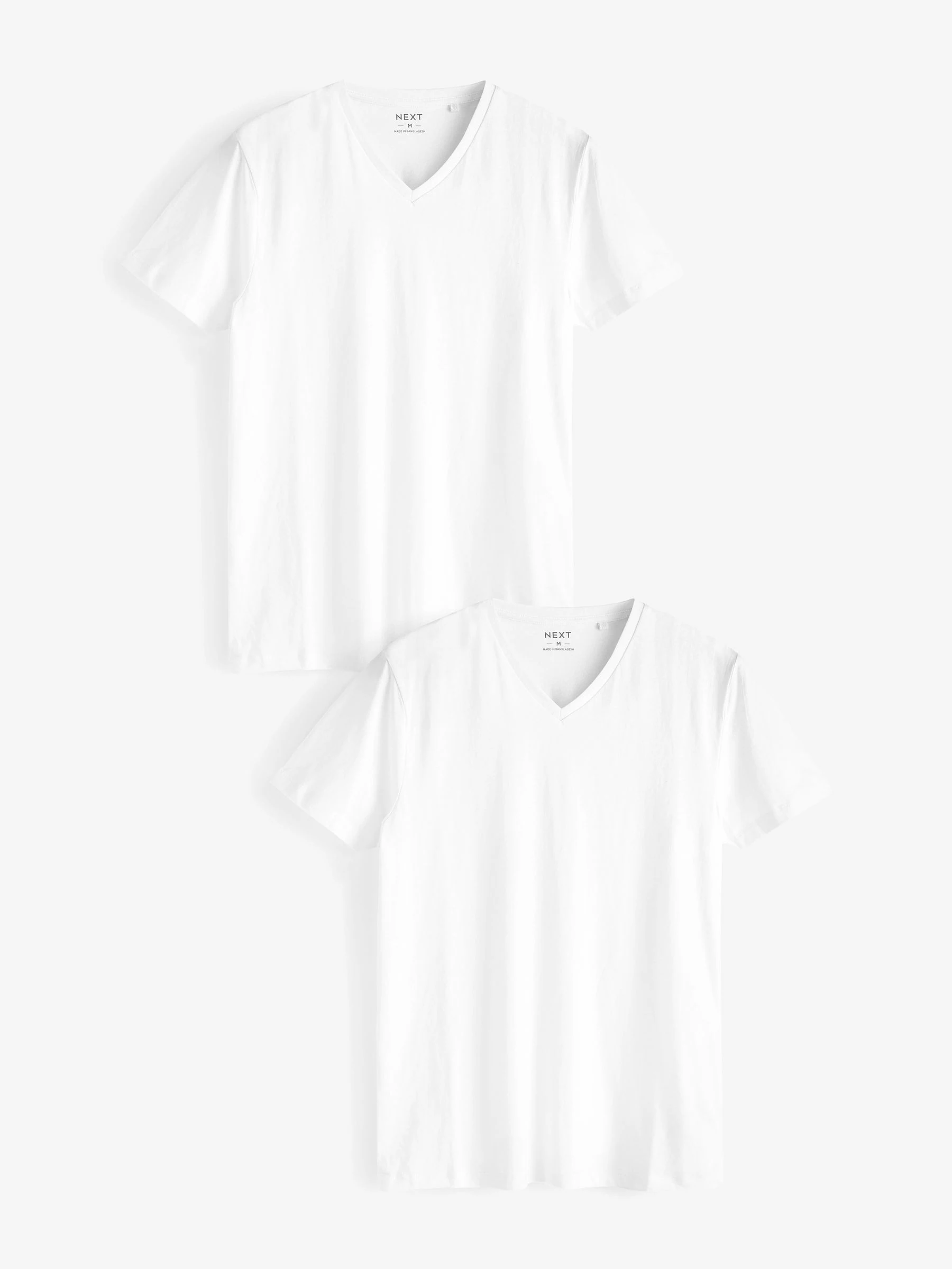 Wit - Verpakking van 2 slim-fit 100% katoenen T-shirts met V-hals en laagjes