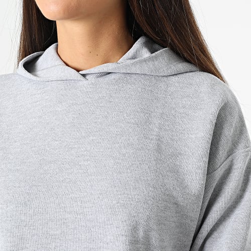 Pull Capuche Femme Crop 10047013 Gris Chiné