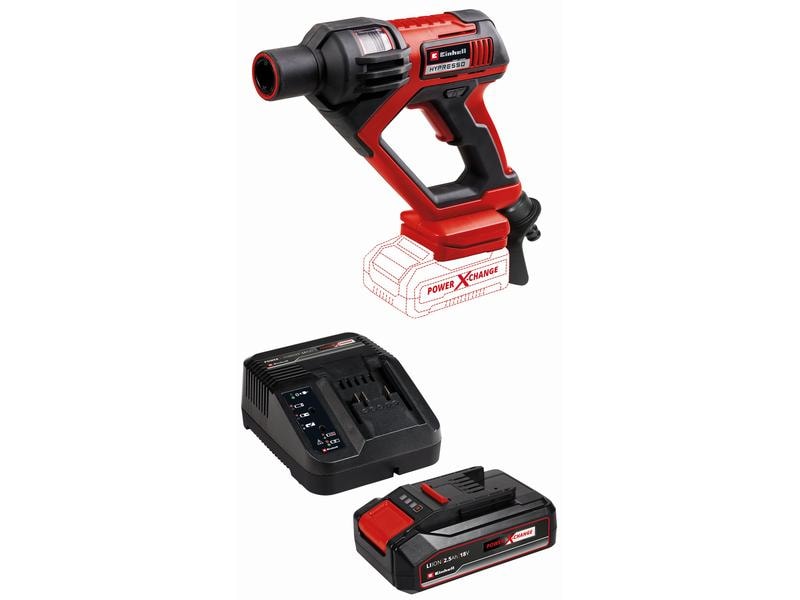 Einhell Akku-Druckreiniger Hypresso 18/24 mit Akku 1 x 2.5A Akku-Druckreinigungspistole für kabellose Reinigung und Bewässerungsflexibilität