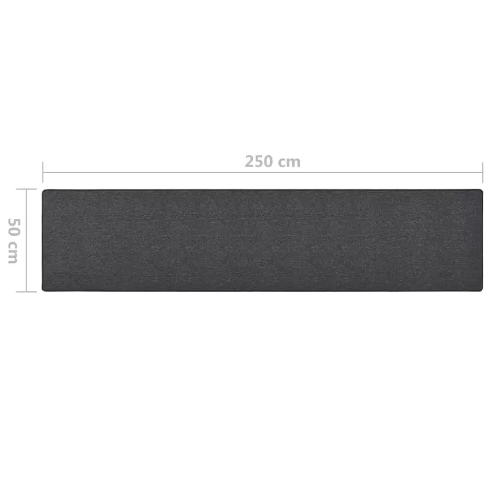 vidaXL - Vloerkleed - Antraciet - Polypropyleen - 50 x 250 cm