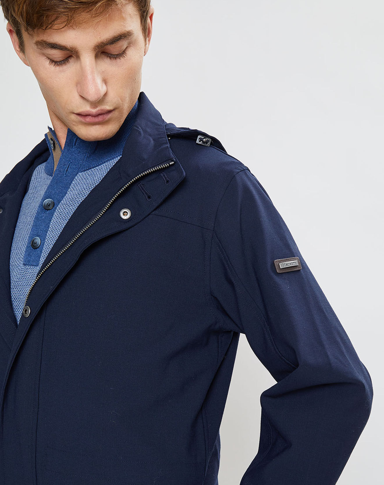 Hackett London Parka à capuche Nylon Travel bleu marine