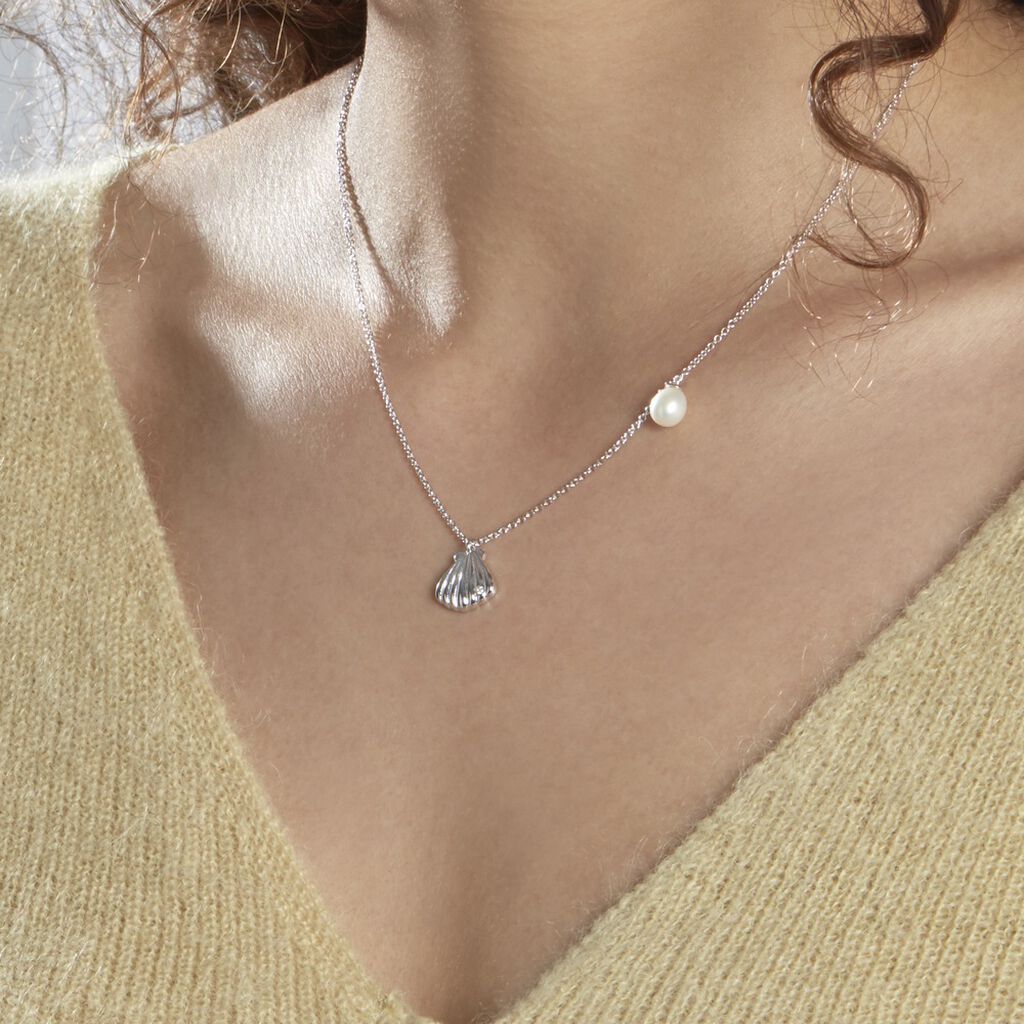 Collier Blandino Argent Blanc Perle De Culture