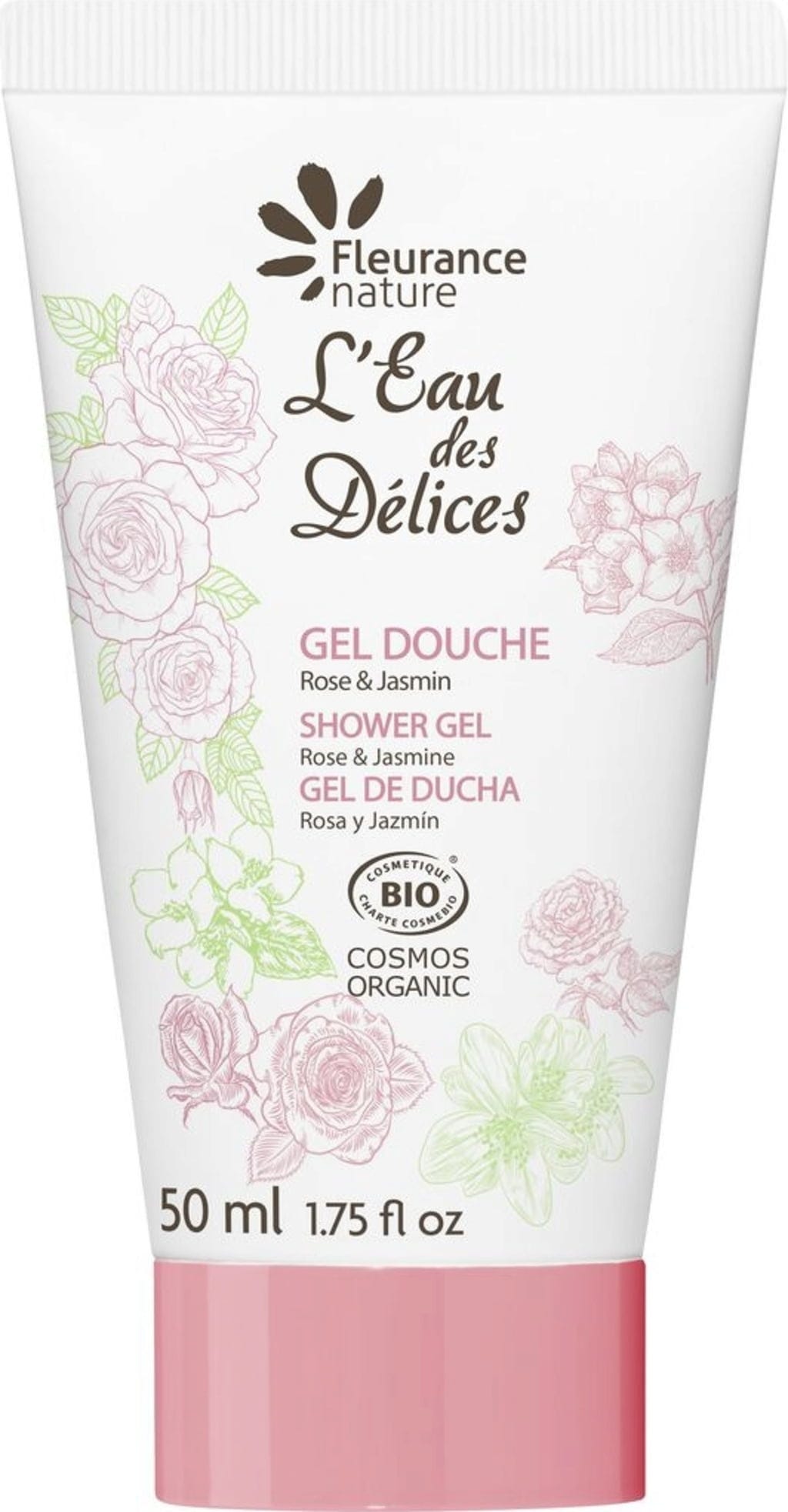 Fleurance nature  L'Eau des Délices Shower Gel Rose & Jasmin, 50 ml