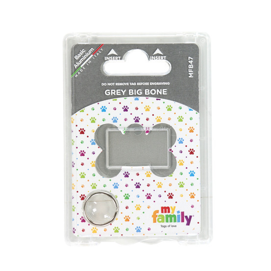 Médaille MyFamily Basic, en aluminium - Grand os, gris