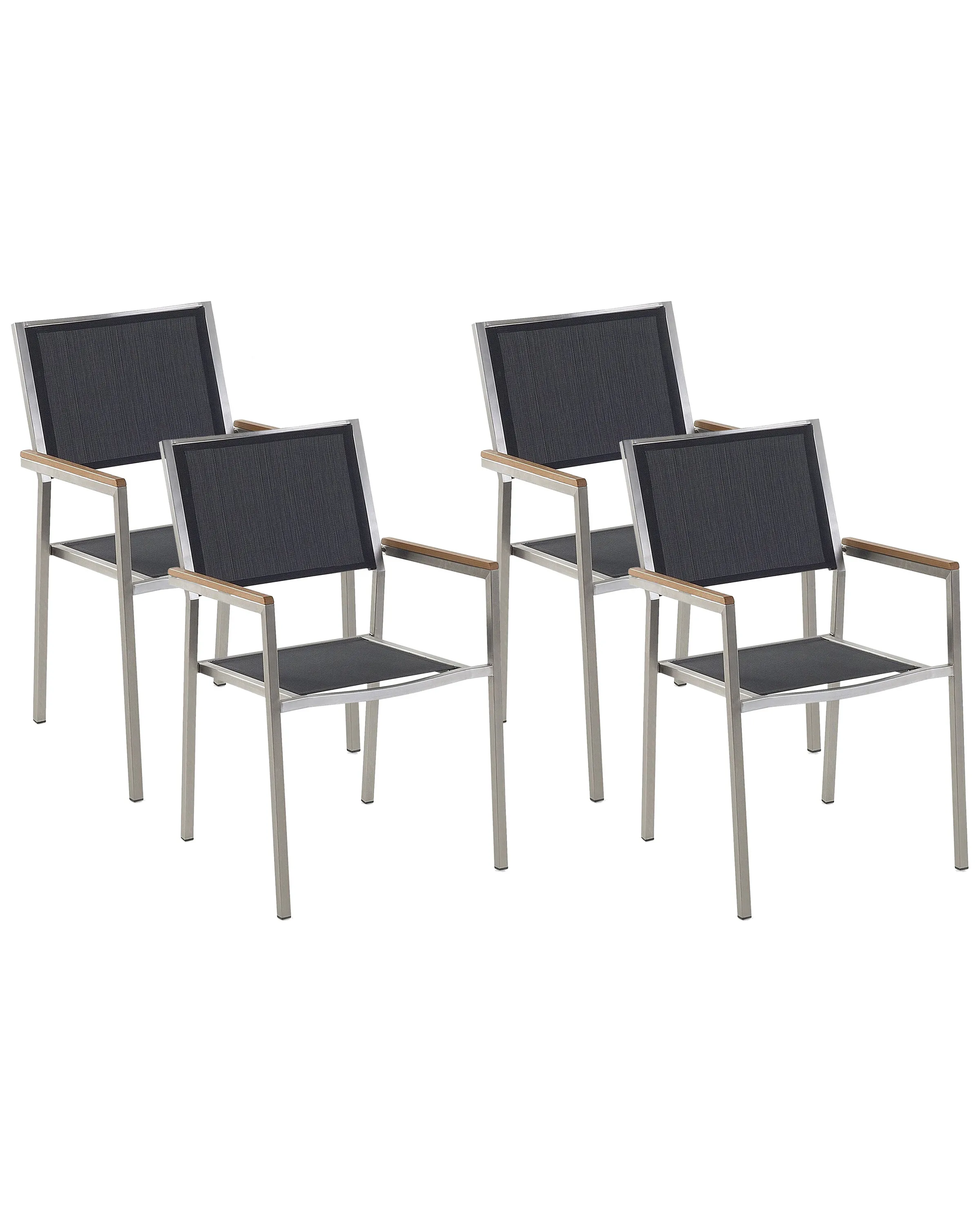 Set van 4 tuinstoelen GROSSETO Roestvrij staal Zwart