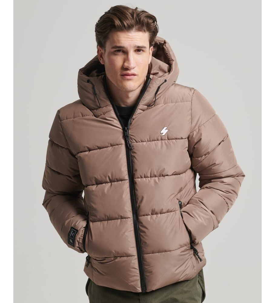 Jaqueta acolchoada Superdry com capuz, bege