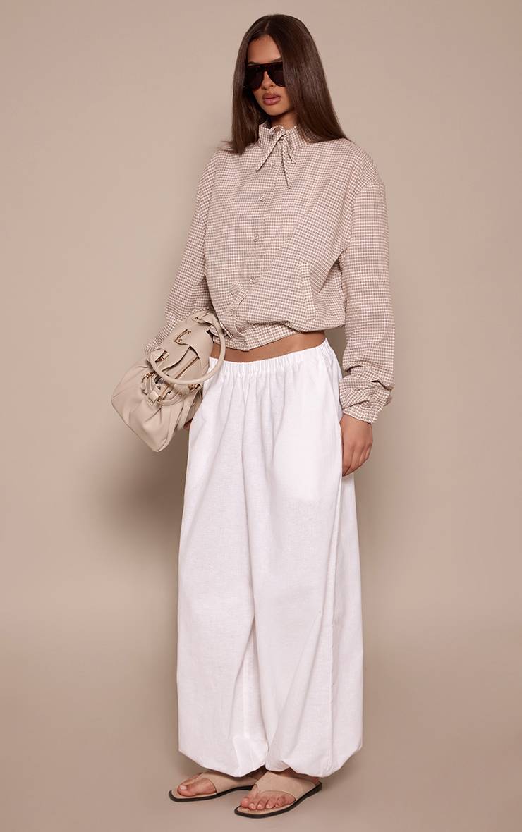 Blanc Pantalon Ballon En Lin