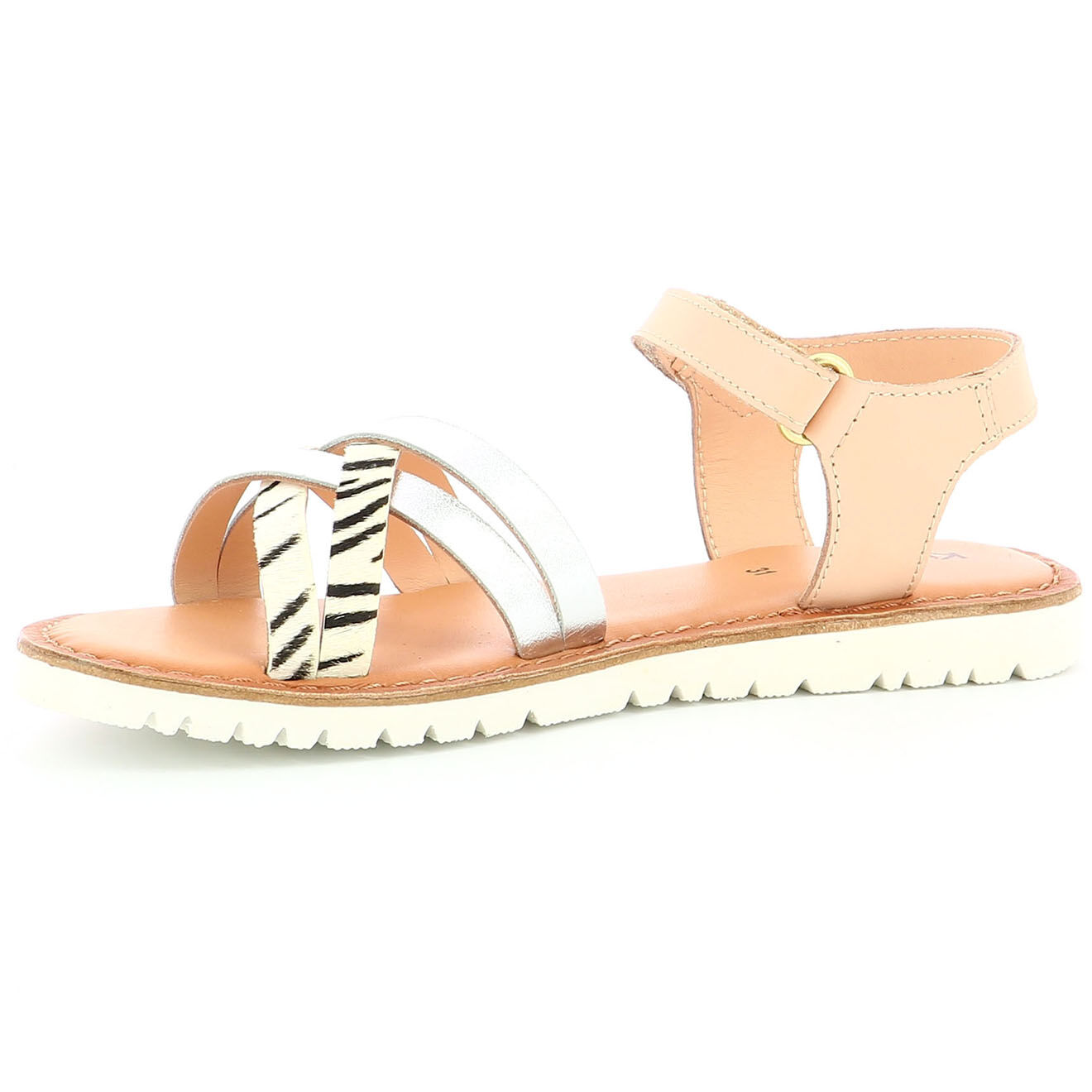 Kickers Sandales en Cuir Betternew zèbre argentées