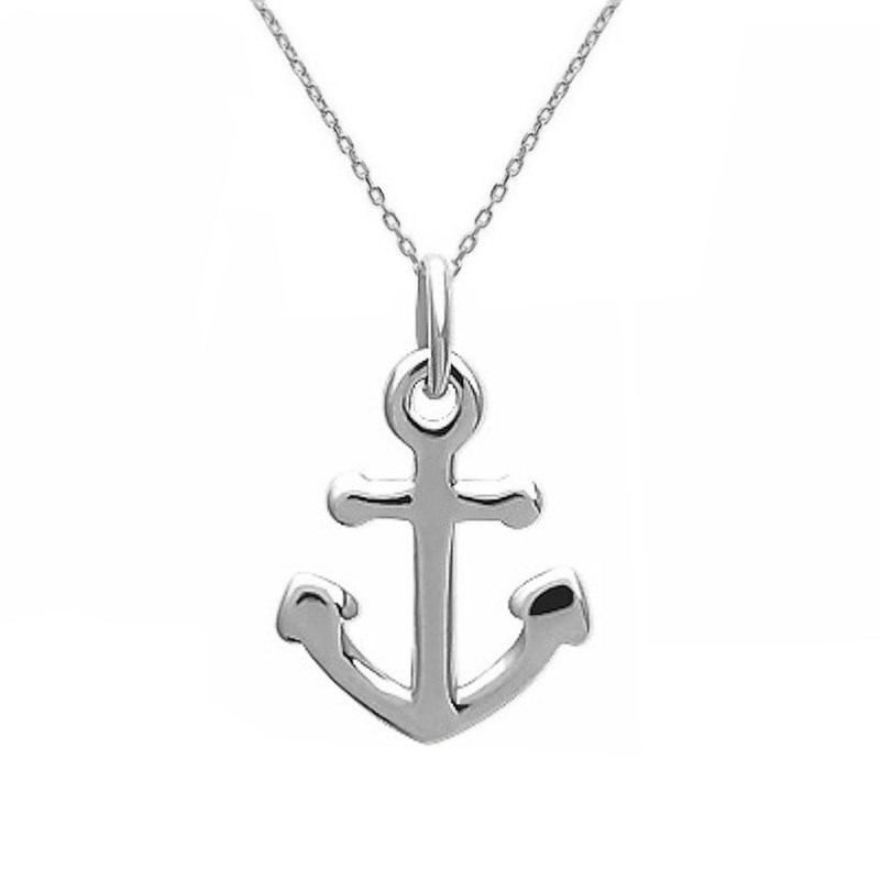 Collier petite ancre marine Argent 925 Rhodié