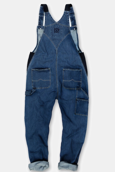 Latzhose, Workwear, Jeans, viele Taschen, Elastikeinsätze, Relaxed Fit