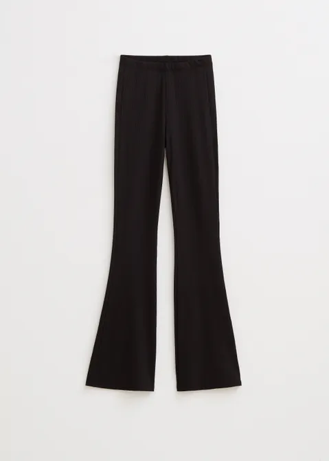 Legging flare rib zwart (ZWART)