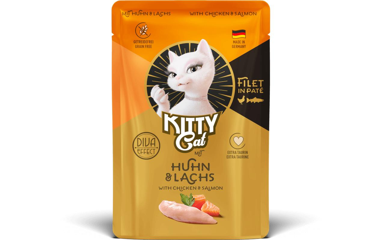 Nassfutter Filét Paté Pouch Huhn, Lachs 85 gAlleinfuttermittel für ausgewachsene Katzen