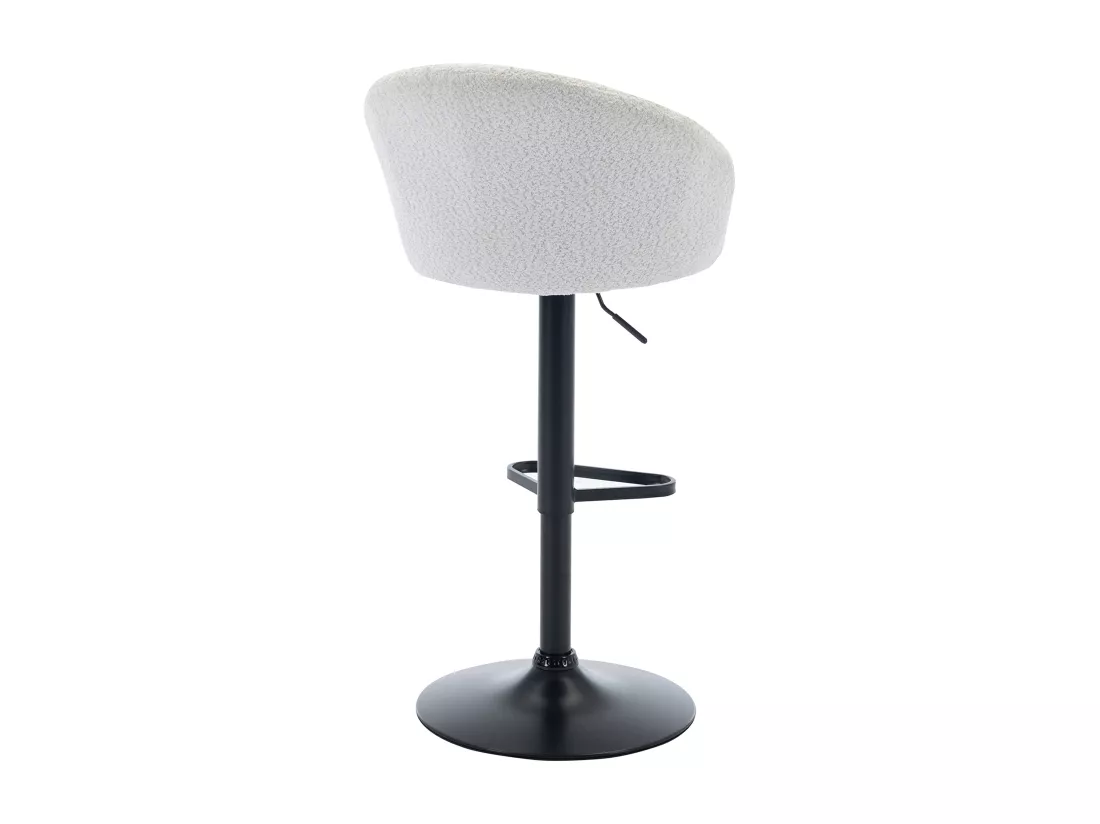 Lot de 2 tabourets de bar en tissu bouclette et métal - Hauteur réglable - Blanc - DORALIZ