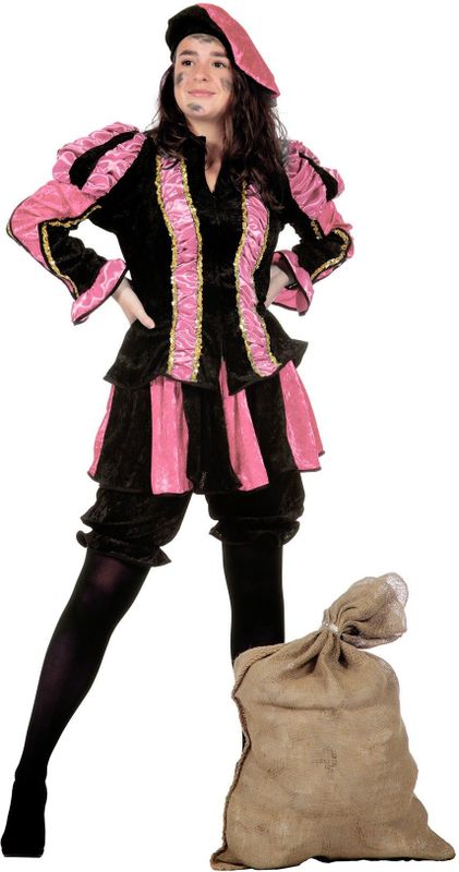 Piet Kostuum | Roze Gestreepte Piet Dames | Vrouw | Maat 34 | Sinterklaas | Verkleedkleding