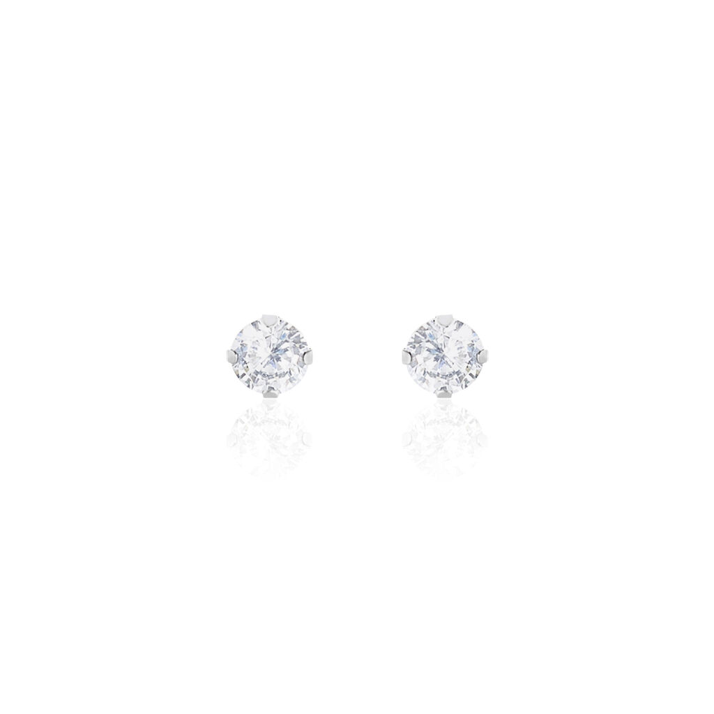 Boucles D'oreilles Puces Eddie Or Blanc Oxyde De Zirconium