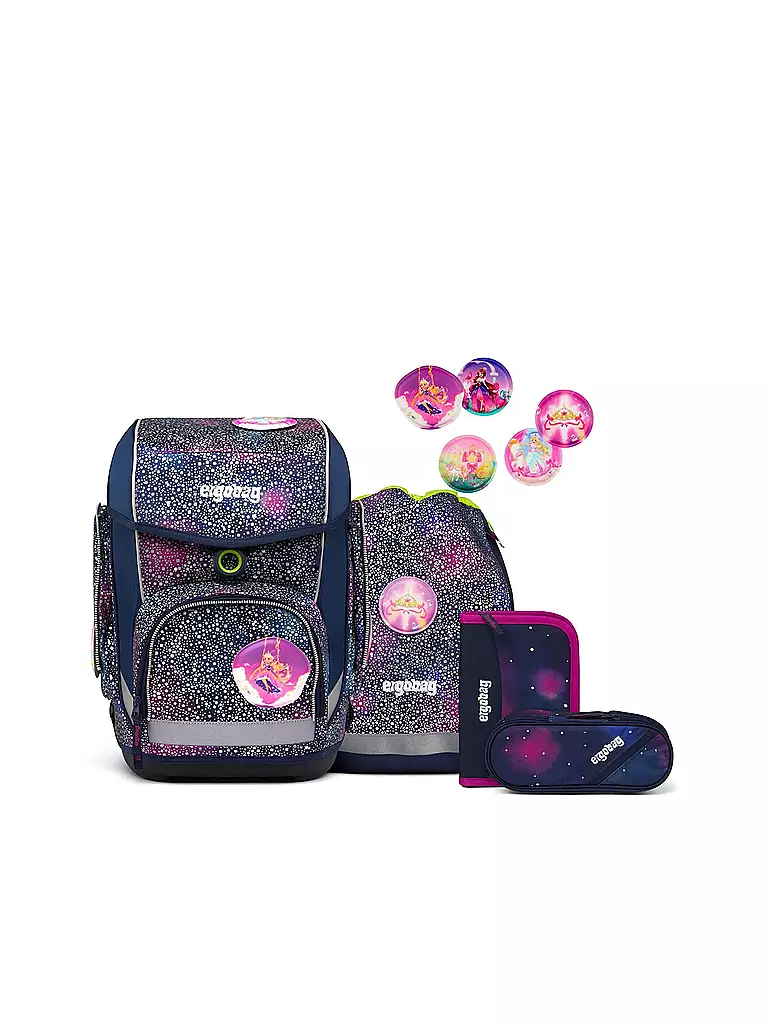 ERGOBAG Schultaschen Set 5tlg CUBO Reflex Glow - Bärlaxy lila