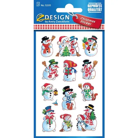 Avery Zweckform Z-Design 52335 Weihnachtssticker, Schneemänner, 3 Bogen/36 Sticker