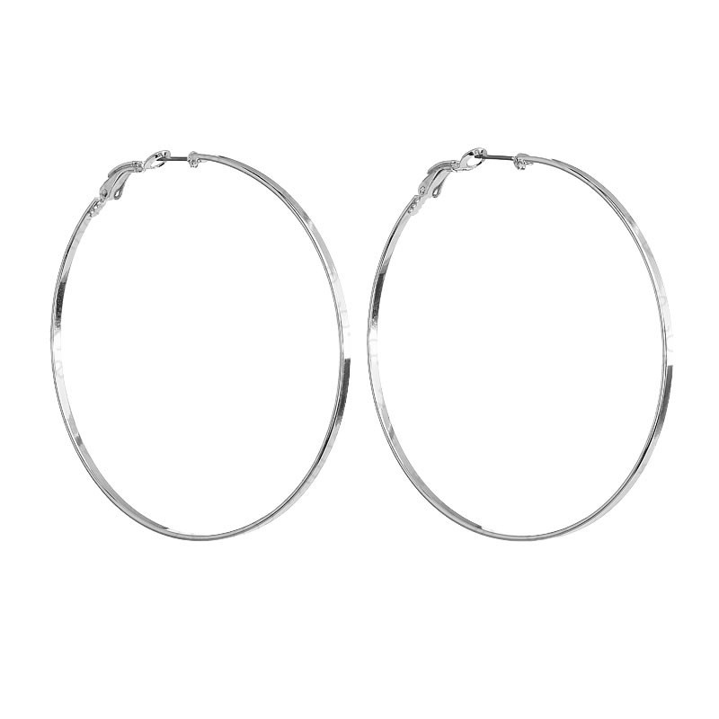 Boucles d'oreilles créoles en plaqué Or Blanc et rhodié