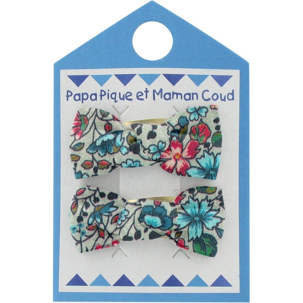 Barrettes Clic-Clac Petits Noeuds Fleur Mentholé
